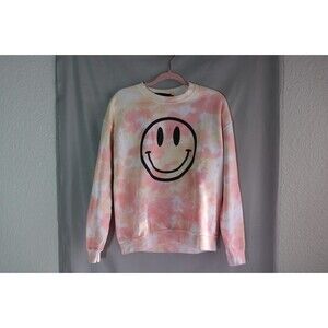 John Eshaya JET Pastel  Tie-Dye Smiley Face Sweatshirt Long Sleeve (M/L)